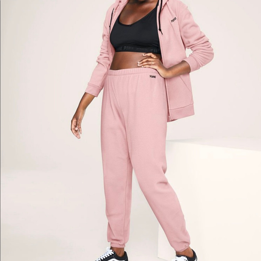VS PINK polar fleece classic pant and perfect full zip SET